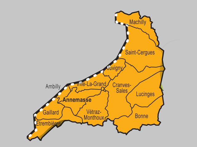 Plan des communes d'Annemasse Agglo