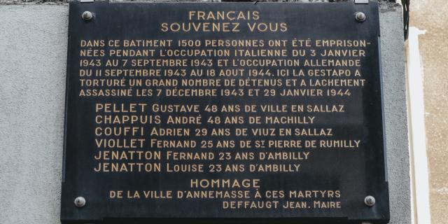 Targa commemorativa alla Maison des Mémoires (prigione di Pax)