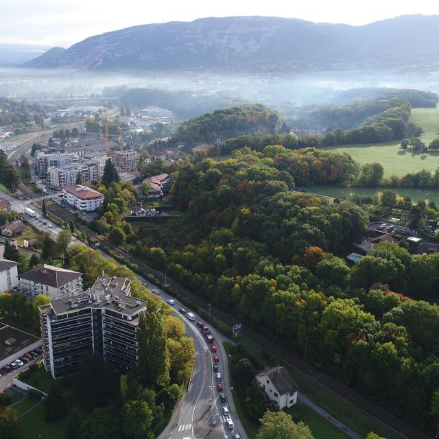 Vue aérienne de la ville de Saint-Julien-en-Genevois
